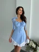 Жіноча комбінована сукня міні на бретелях Uaclothes 42 Блакитний (like38378-188111349) - зображення 4