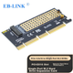 EB-LINK PCIe 4.0 X16 to M2 Expansion Card, Full Speed 64Gbps Single Port M.2 Interface, NVMe Adapter Card for SSD Solid State Drive - изображение 4