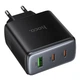 Мережевий зарядний пристрій Hoco C160A 2USB-C/1USB QC/PD65W - зображення 3