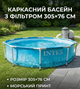 Каркасный бассейн Intex с фильтр-насосом 305×76 см, объем 4485 л, металлический каркас, морской принт - изображение 1