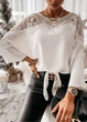 Блузка женская с кружевом сверху на завязке G&N Белая 18225 2XL (52-54) - изображение 7