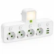 Трійник у розетку на 4 розетки, 2 USB + 1 Type-C, з кнопками, Білий (Розгалужувач) - зображення 5