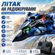 Радиоуправляемый самолёт-дрон с LED-подсветкой и 360° трюками детский квадрокоптер истребитель на пульте управления со стабильным полётом и защитой турбин для детей и взрослых, синий - изображение 1