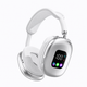 Бездротові Bluetooth навушники AKZ MAX600 Premium з LED-дисплеєм, TF та RGB-підсвіткою Silver - зображення 1