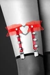 Гартер на ногу Bijoux Pour Toi - WITH HEART AND SPIKES Red, сексуальна підв'язка із серцем - зображення 2