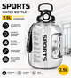 Велика спортивна пляшка для води SPORTS 2.5 л (2500 мл) Чорна з ручкою та ремінцем, - зображення 1