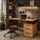 Офісний письмовий стіл Loft Details L120b дуб крафт золотий з царгою - зображення 4