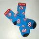 Женские носки 1 пара с принтом “Captain America" 36-41 р синие хлопковые высокие - изображение 5