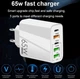 Быстрое зарядное устройство USB Type-C 65W на 5 портов, компактное, безопасное, для дома и путешествий, белое - изображение 5