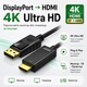 Кабель DisplayPort - HDMI для монітора 4K 30Hz 1.8 м U&P CA04 Black - зображення 1
