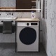 Стеллаж полка Бафрум 401 Ferrum-decor для стиральной машины 90x70,5x60,5 Черный металл ДСП Дуб Сонома 16 мм (BED40103) - изображение 1