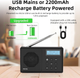 Портативний цифровий радіоприймач WOVTE DAB/DAB+/FM з Bluetooth акумуляторний кишеньковий міні приймач Чорний - зображення 4