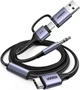 Переходник Ugreen USB-C to 3.5mm аудиокабель и зарядное устройство 2 в 1 Hi-Res Type C - Aux TRS для наушников 1.5 м Grey (CM772) - изображение 1