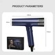 Профессиональный фен IPARAH P-390B BLUE, 4 уровня обдува, 4 уровня температуры, 110000RPM, 1500-1700W - изображение 8