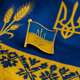 Брошь значок флага Украины шпилька в виде флага желто-синее золотистое основание. - изображение 1