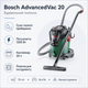 Пилосос будівельний Bosch AdvancedVac 20 1200 Вт 20 л 70 л/с Зелений - зображення 2