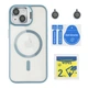 Чохол Premium TPU+PC+Metal Stand Case with MagSafe and Camera Lenses для iPhone 15 Blue - изображение 2