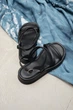 Женские минималистичные босоножки PARADIZE SHOES черного цвета с тонкими ремешками на низкой подошве 41 размер (стелька 26 см) - изображение 5