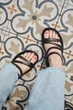 Женские минималистичные кожаные босоножки PARADIZE SHOES коричневого цвета с тонкими ремешками и застежкой пряжкой на низкой черной подошве 41 размер (стелька 26 см) - изображение 3