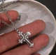 Хрестик з ланцюжком та камінцями сріблястий - зображення 4