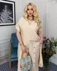 Костюм-двойка женский из льна жатки с асимметричной туникой и брюками летний G&M k-130480 54-56 Размер цвет бежевый - изображение 2