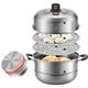 Пароварка Maxcook MCZ996 из нержавеющей стали двухъярусная 32 см с высокой крышкой, для газовых и индукционных плит - изображение 1