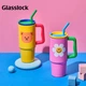 Бутылка для воды с трубочкой GLASSLOCK и Wigglewiggle, брендовые для мужчин и женщин, термос с мультяшным рисунком для детей, 900 мл. - изображение 5