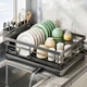 Стійка для зберігання речей Shuaishi Kitchen, стійка для посуду з сушарем, сушарка для мисок і тарілок, органайзер для посуду, стійка для посуду, полиця для сушарки - зображення 11