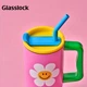 Бутылка для воды с трубочкой GLASSLOCK и Wigglewiggle, брендовые для мужчин и женщин, термос с мультяшным рисунком для детей, 900 мл. - изображение 6