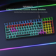 Механічна клавіатура Lenovo GK10-98L, повна гаряча заміна, 20 ефектів підсвічування, ігрова та офісна комп'ютерна клавіатура, дротова серія Aurora, 98 клавіш, чорна зі змішаними синіми перемикачами - зображення 7