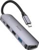 USB-хаб Hoco HB27 Type-C multi-function converter (HDTV+USB3.0+USB2.0 x 2+PD) Metal Gray (6931474769329) - зображення 1