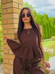 Костюм жiночий вiльний топ+штани коричневого кольору 38484 46/48 - зображення 2