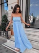 Сарафан женский макси с широкой юбкой голубого цвета 38448 One Size - изображение 3