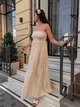 Сарафан женский макси с широкой юбкой бежевого цвета 38453 One Size - изображение 3