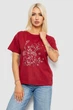 Футболка женская с принтом, цвет бордовый, M-L, 221R2804 - изображение 1
