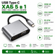 USB-хаб U&P U15 USB Type-C - HDMI + VGA + USB 3.0 + PD 87W Grey (SWE-U15-GY) - зображення 1