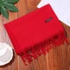 Женская шаль Cashmere с бахромой 200*35см красная - изображение 3