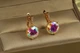 Серьги Xuping Jewelry с большим камнем хамелеон шестигранная оправа 2 см золотистые - изображение 3