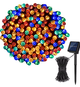 Светодиодная гирлянда на солнечной батарее 12м 100 LED RGB уличная водонепроницаемая IP65 8 режимов свечения для декора сада и террас - изображение 1