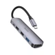 USB-хаб HOCO HB27 Type-C multi-function converter(HDTV+USB3.0+USB2.0*2+PD) Metal Gray - зображення 1