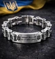 Чоловічий сталевий браслет на руку із нержавіючої сталі байкерський масивний сріблястий 21 см - зображення 1