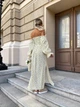 Женское платье муслиновое макси бело-желтое 42-48 р5041.м462-1 - изображение 5