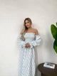 Женское платье муслиновое макси бело-синее 42-48 р5041.м462-1 - изображение 4