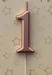 Свічка цифра 1 рожеве золото Хром на торт - зображення 2