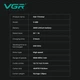 Тример для стрижки VGR V-299 BLACK, 4 насадки, 9000RPM, 2000 mAh, 5 рівнів швидкості, LED дисплей - изображение 3
