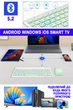 Клавиатура беспроводная Bluetooth 5.2 с мышью комплект эргономичная бесшумная ультратонкая мини аккумуляторная экономичная для Android Windows iOS телефона планшета ноутбука Smart TV работы обучения печати управления Kit + украинская раскладка в комплекте - изображение 3