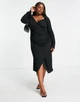Сукня міді з драпіруванням спереду ASOS DESIGN Curve 70-s Чорний UK22/EU50 108338602 - изображение 1