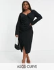 Сукня міді з драпіруванням спереду ASOS DESIGN Curve 70-s Чорний UK22/EU50 108338602 - изображение 2