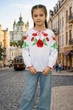 Вышитая блузка с маками в украинском стиле Маричка, белая, хлопок, длинный рукав, на девочку 140 см - изображение 11