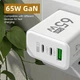 Зарядное устройство для телефона 65W GaN TRG-185, USB Type-C и A, быстрая зарядка Белая - изображение 4